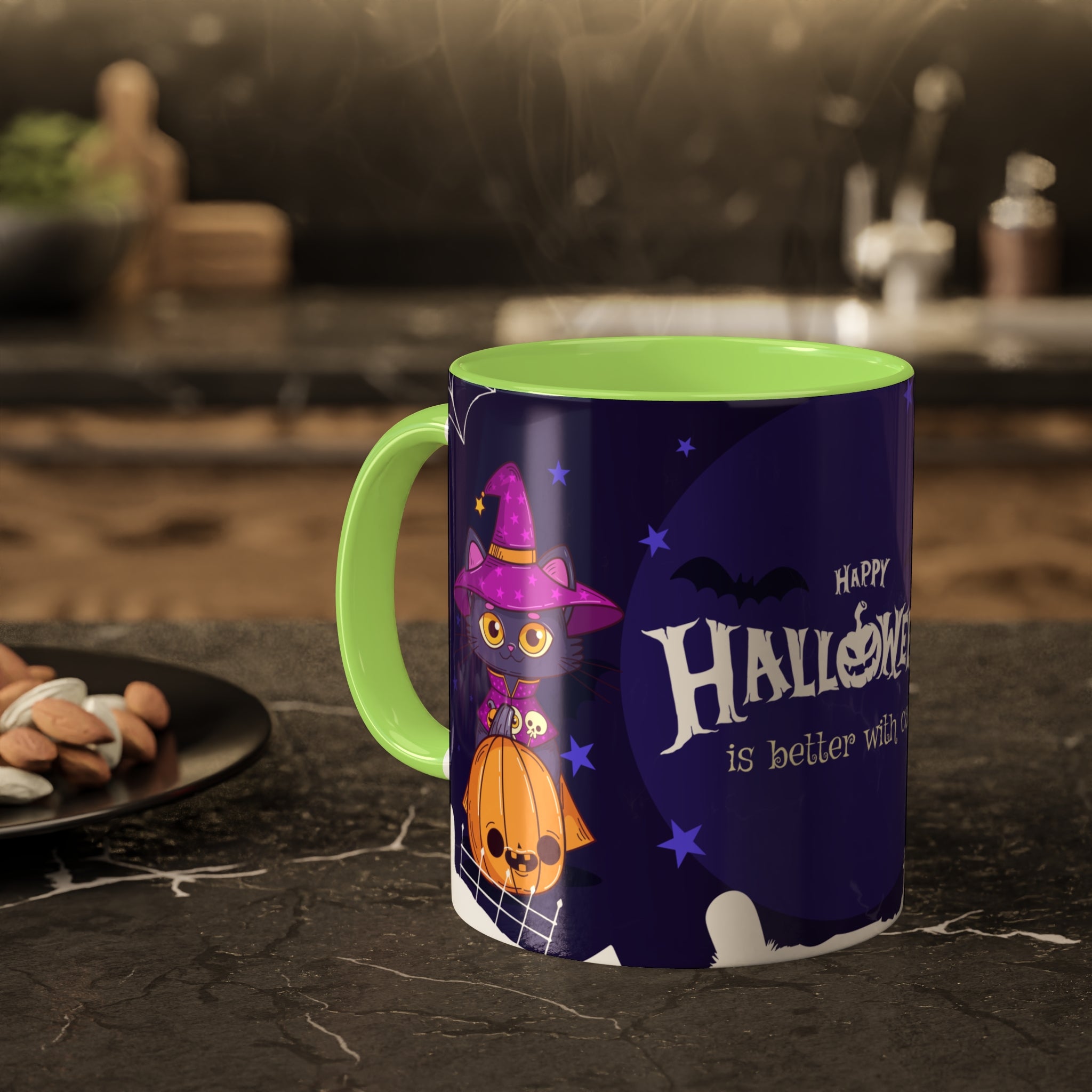 Happy Halloween with Witch's Cats | Colorful Mugs